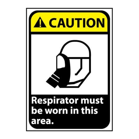 National Marker Co Caution Sign 14x10 Rigid Plastic - Respirator Must Be Worn CGA33RB